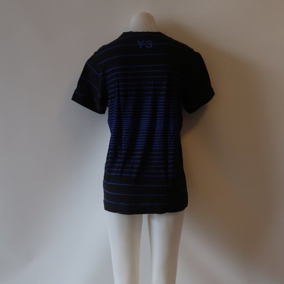 Y-3 YOHJI YAMAMOTO BLACK BLUE STRIPED T-SHIRT M* - Picture 10 of 11